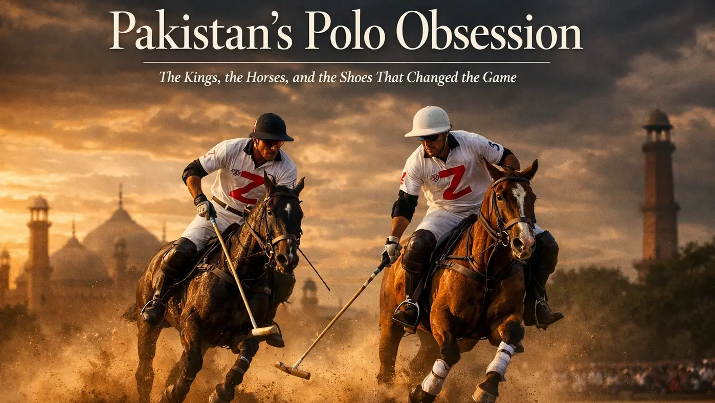 Polo match at Lahore Polo Club at golden hour, Pakistan